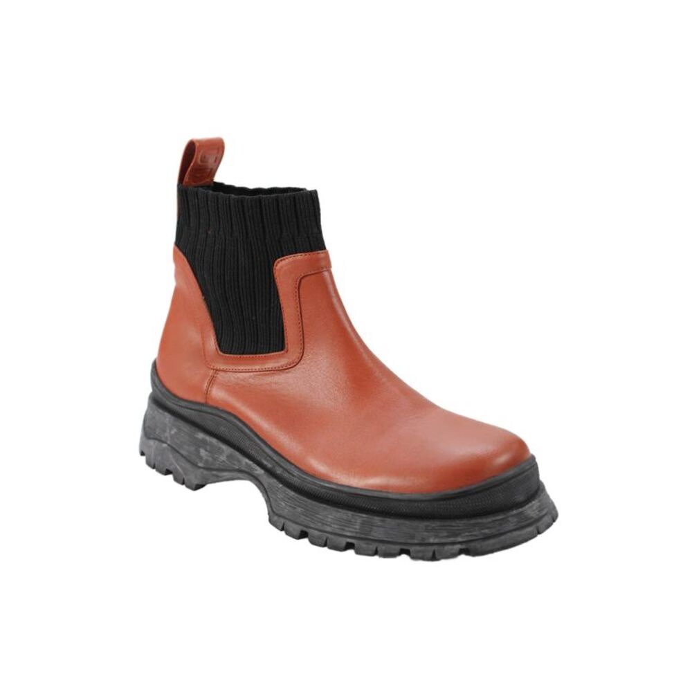 Staud Women's Round Toe Leather Pull-On Chelsea Boots Brown Size 37